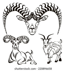 silhouettes of goats. set 1