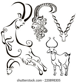 silhouettes of goats. set 2