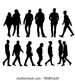 silhouettes of going people