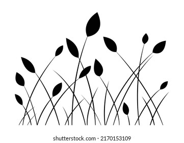Silhouettes de césped, ilustración vectorial de mano