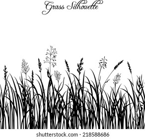 Silhouettes of grass, hand drawn vector illustration