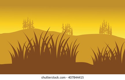 Silhouettes of grass, hand drawn vector illustration