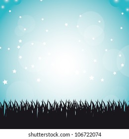 silhouettes grass over blue sky background. vector illustration