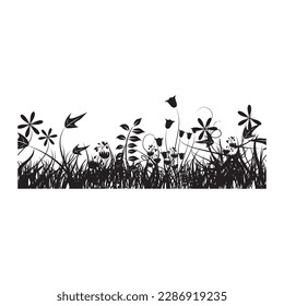 silhouettes of grass and plants