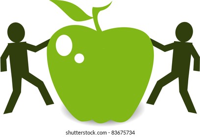 silhouettes and green apple