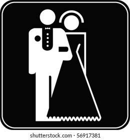 Silhouettes of groom and bride  ,  vector
