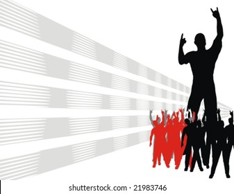 silhouettes of group of people having fun