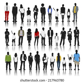 Silhouettes Group of People in a Row