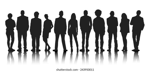 Silhouettes Group of People in a Row