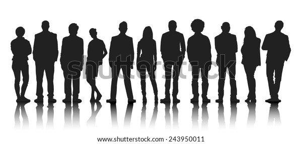 Silhouettes Group People Row Stock Vector (Royalty Free) 243950011