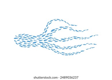 Silhouettes groups sea fishes' colony vector image, Fish background icon
