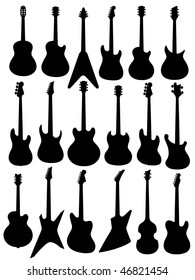 Silhouettes of guitars