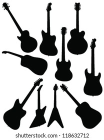 Silhouettes of guitar-vector