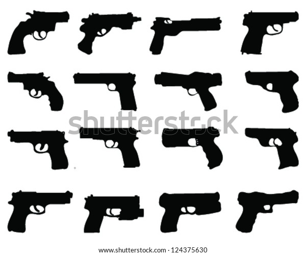 Silhouettes Gunsvector Stock Vector (Royalty Free) 124375630