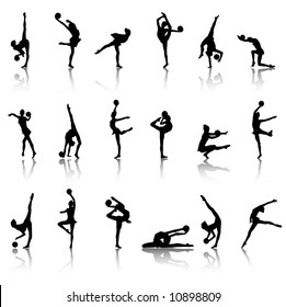 Silhouettes of gymnast girls
