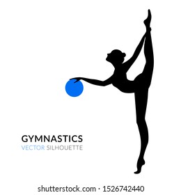 Silhouettes of a gymnastic girl. Vector illustration on white background