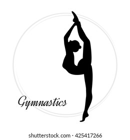Silhouettes of a gymnastic girl. Vector illustration on white background