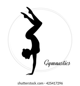 Silhouettes of a gymnastic girl. Vector illustration on white background