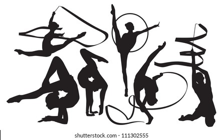 Silhouettes of gymnasts vector