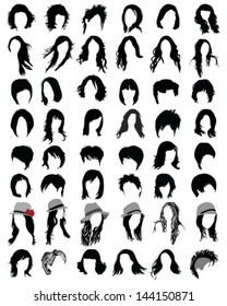 Silhouettes of hair styling-vector illustration