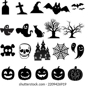 Silhouettes of Halloween background. Vector illustration