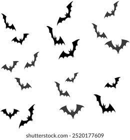 Silhouettes of halloween bat and bats