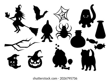 Silhouettes of Halloween Night. Vector collection of silhouettes. Spooky Halloween silhouettes icon and character Collection with high resolution.