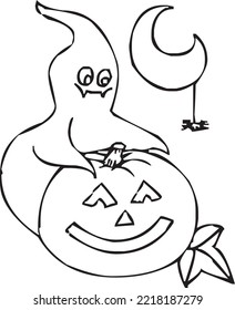 silhouettes of Halloween on a white background. Vector illustration. 