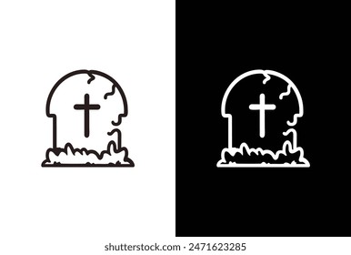 silhouettes of Halloween on a white background. Vector illustration. Happy Halloween day element