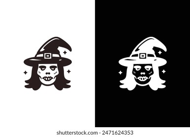 silhouettes of Halloween on a white background. Vector illustration. Happy Halloween day element background