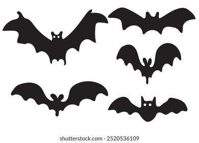 silhouettes of Halloween on a white background. Vector illustration