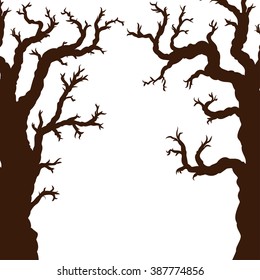 Silhouettes of Halloween trees. Vector illustration