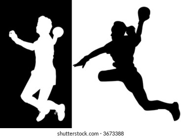 silhouettes of handball