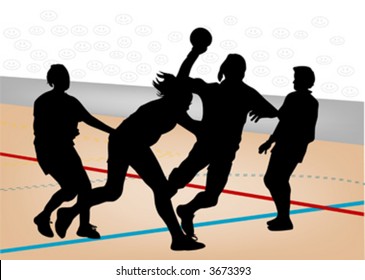 silhouettes of handball