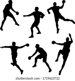 Silhouettes Handball Player Vector Illustration Stock Vector (Royalty ...