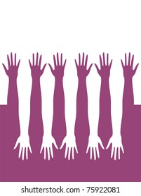 silhouettes of hands arranged in series