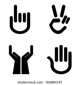 Silhouettes of hands with different gestures