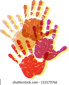 Silhouettes of hands, grungy