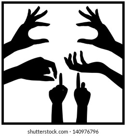 Silhouettes of hands isolated vector