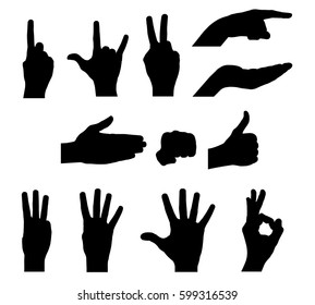 Silhouettes of hands - stock vector.