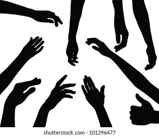 Silhouettes of hands. vector