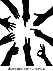 Silhouettes of hands, vector illustration