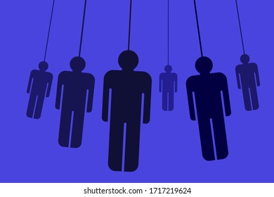 Silhouettes of hanging human figures