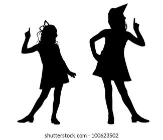 Silhouettes of happy children