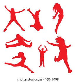 silhouettes of Happy jumping peoples Vector illustration