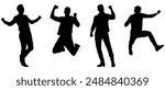 Silhouettes, Happy Men Silhouettes, Success, Happy Emotion, Win, Collection, Jump, Celebration, Vector Illustration	
