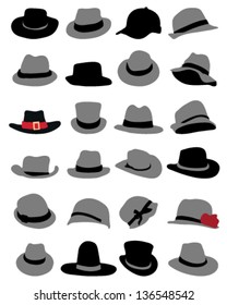 Silhouettes of hats-vector