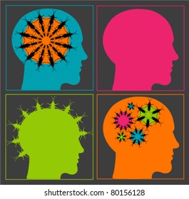 silhouettes of head vector