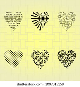 Silhouettes of hearts on a wicker background