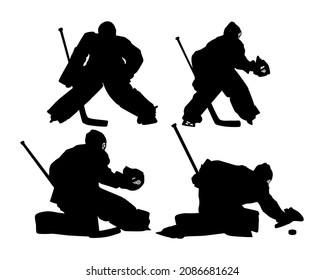 siluetas de una ilustración vectorial del portero de hockey